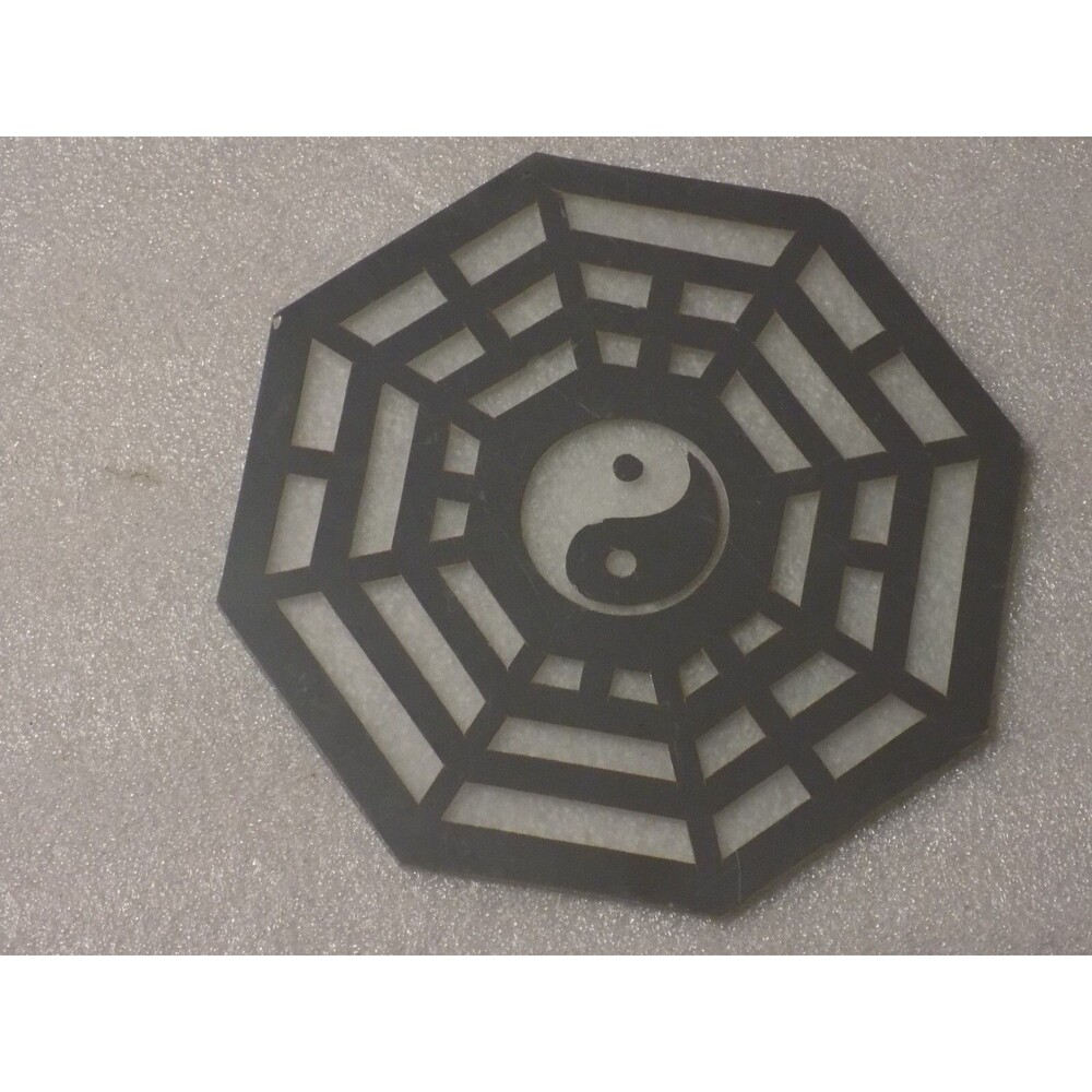 Painted Glass Yin Yan Spiderweb Octagon Display Decor